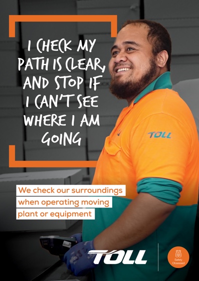 Poster of a male Toll employee smiling with the quote 