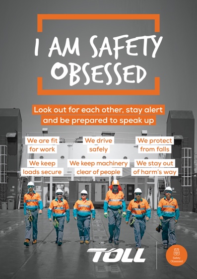 Poster for Toll with six employees in uniform with the words 