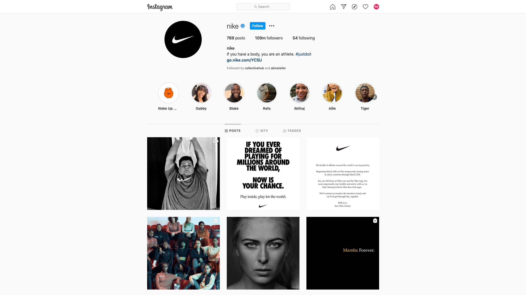 Image of Nike instagram