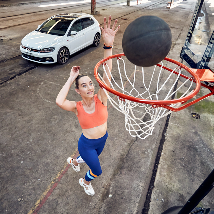 Volkswagen shoot 2020 woman playing basketball